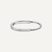 Lock Silver Diamond Bangle