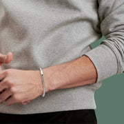 Lock Silver Diamond Bangle