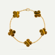 Clover 5 Motifs Tiger Eye Bracelet