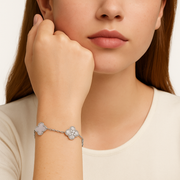 Clover 5 Motifs Two Tone Purple Diamond Bracelet