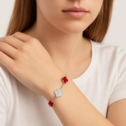 Clover 5 Motifs Two Tone Scarlet Diamond Bracelet