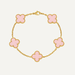 Clover 5 Motifs Pink Bracelet