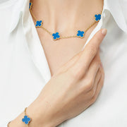 Clover 5 Motifs Blue Agate Bracelet