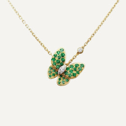 Tsavorite Butterfly Diamond Pendant