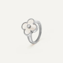 Mother of Pearl Clover Diamond Ring