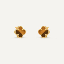 Clover Tiger Eye Earrings
