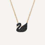 Swan Black Diamond Pendant