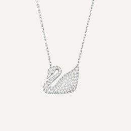 Swan White Diamond Pendant
