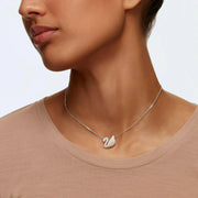 Swan White Diamond Pendant