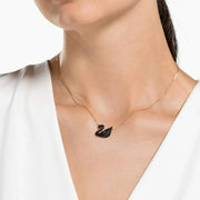 Swan Black Diamond Pendant