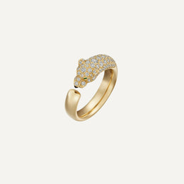 Panthere Half Paved Diamond Ring