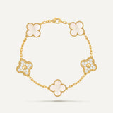 Clover 5 Motifs Two Tone MOP Diamond Bracelet
