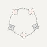 Clover 5 Motifs Two Tone MOP Diamond Bracelet